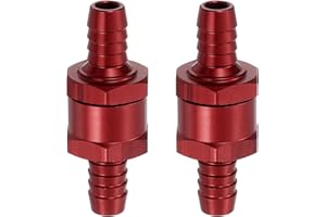 uxcell 2Pcs 10mm (3/8") Fuel Check Valve, Non-Return One Way Check Valve, Aluminum Alloy Control Accessories for Petrol, Dies