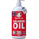 Salmon Oil for Dogs & Cats - Healthy Skin & Coat, Fish Oil, Omega 3 EPA DHA, Liquid Food Supplement for Pets, All Natural, Su