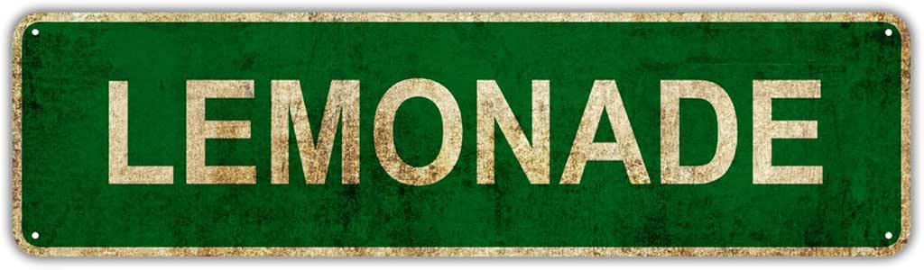 No Brands LEMONADE - Letrero de calle rústico vintage retro de metal