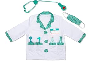 Melissa & Doug Doctor Costume Dress-Up Set for Kids (8-Piece) – Pretend Play Outfit with Stethoscope, Coat & Accessories – Role Play Toys for Boys & Girls Ages 3+