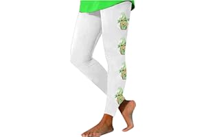 MFNDVD Women St Patricks Day Running Leggings Shamrock Clover Print Soft Stretchy Yoga Pants High Waisted Tummy Control Pants
