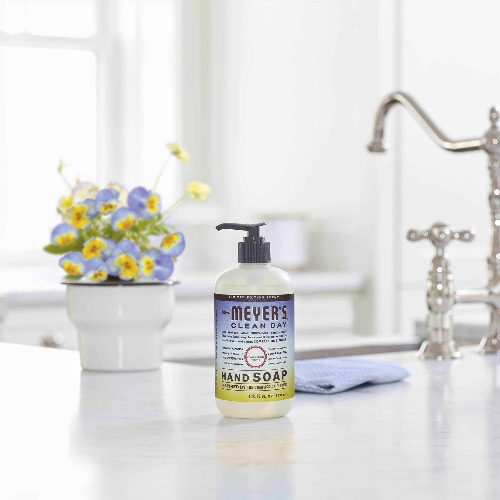 MRS. MEYER'S CLEAN DAY Hand Soap, Compassion Flower, Made with Essential Oils, 12.5 fl. oz