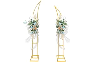 SPRITE DISPLAY Gold Curved Wedding Arch Backdrop Stand,Half Moon Arch Balloon Stand for Wedding Party Baby Shower Birthday Ceremony Christmas Decoration
