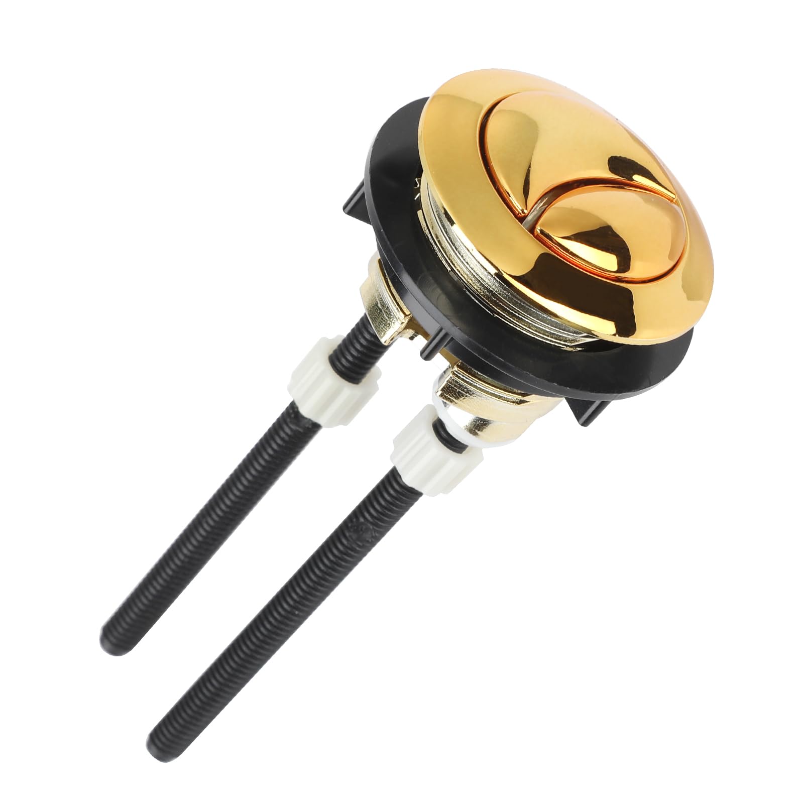 Premium Gold Dual Toilet Flush Valve Replacement Kit - Durable ABS Material, Easy-to-Install Round Toilet Tank Button, Brass Toilet Press Flush