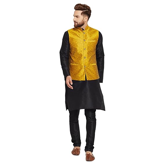 Yellow and black kurta pajama Clearance