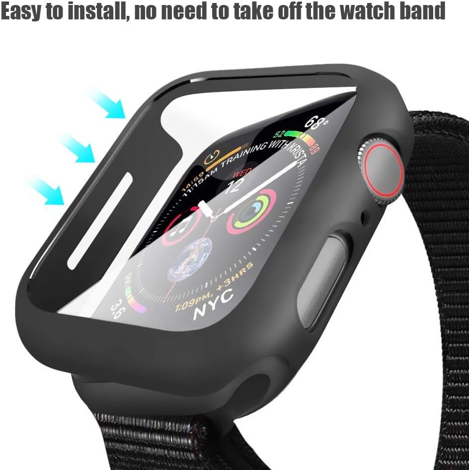 Niyo Case for Apple Watch Series 4 & Series 5 44mm with Built in Tempered Glass Screen Protector-Black