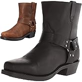 xnwchalty Short Harness Straps Square Toe Pull On Ankle Boot