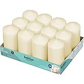 BOLSIUS 12 Ivory Pillar Candles Set - Unscented 43 Hour Long Lasting Candles - 2.7-x 5.1-inch Dripless Clean Burning Smokeless Dinner Candle - Perfect for Weddings Parties and Special Occasions