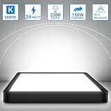 Defurhome 24W LED Ceiling Light 5000K IP54 Square Black 30cm view 2