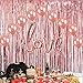Unves Fringe Curtains, Metallic Foil Curtain Fringe 2 Pcs 3.2x9.8 ft Rose Gold Photo Booth Backdrop Tinsel Curtains for Birthday Wedding Party Decoration