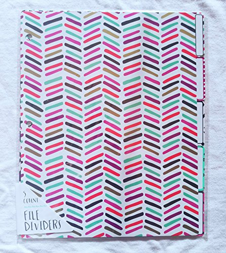 Set of 5 Three-Hole Punched Fashion File Dividers with Tabs (Bold Geometric)