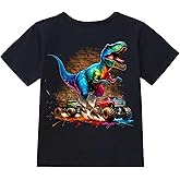 Zcaynger Toddler Boys T-Shirt Dinosaur Monster Truck Cotton Graphic Tee 2-10 Years