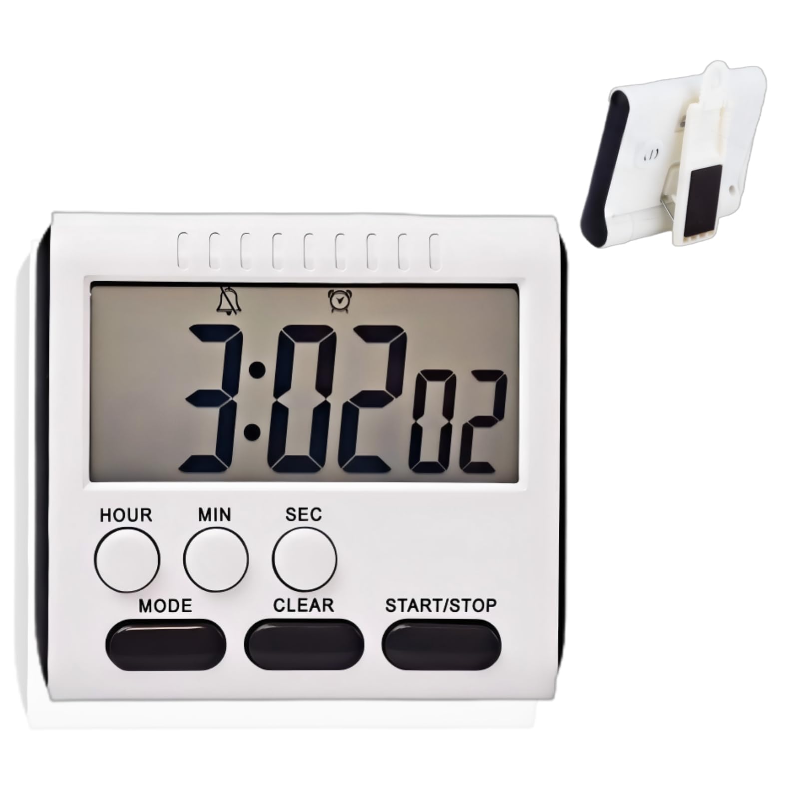 Photo 1 of 24 Hour Magnetic Timer with Digital Alarm Clock Large Screen, Loud Alarm, Magnetic Back & Hang Hole Kitchen Time with Clip, Fridge Magnet, Stove Timer for Small Spaces Hr Seconds Click Function Black