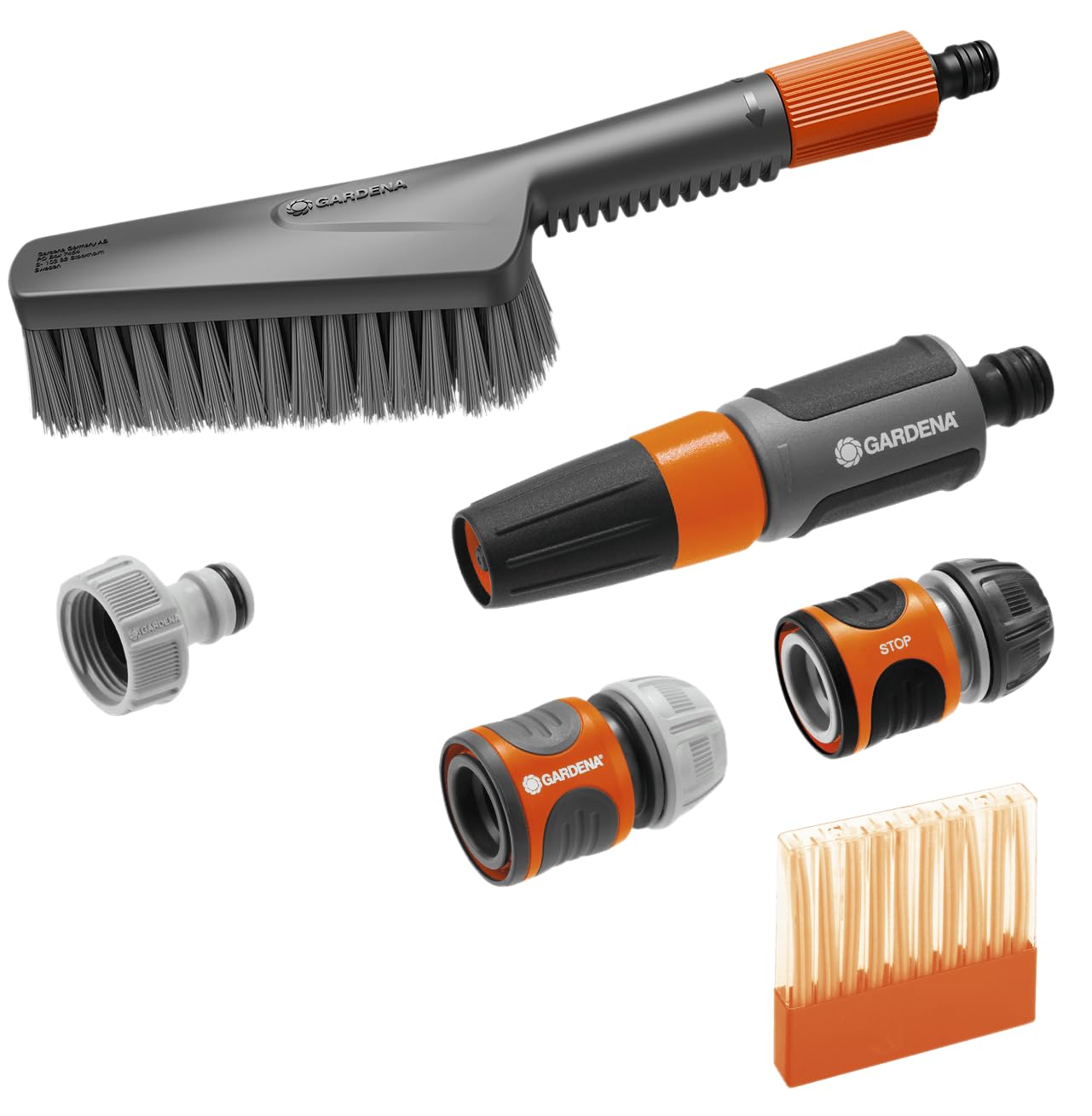 Gardena Cleansystem Basic Equipment Set S Soft: Cleaning Brush, soap Sticks and Connection Fittings, for Washing Smaller, Delicate Surfaces (18862-20)