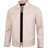 UrbanFocal Vintage Leather Jacket Men - Real Lambskin Classic Turn Down Collar Leather Jackets For Mens