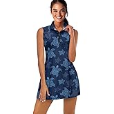 ELEDIZI Collared Tennis Dress with Shorts and Pockets Sleeveless Half Zip Athletic Workout Dress for Women Plus Size XS-2XL