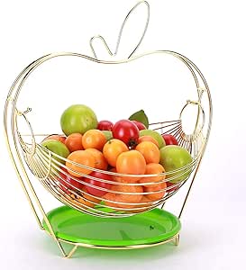 Frutero De Alambre De Metal Con Bandeja De Drenaje, Canasta De Frutas