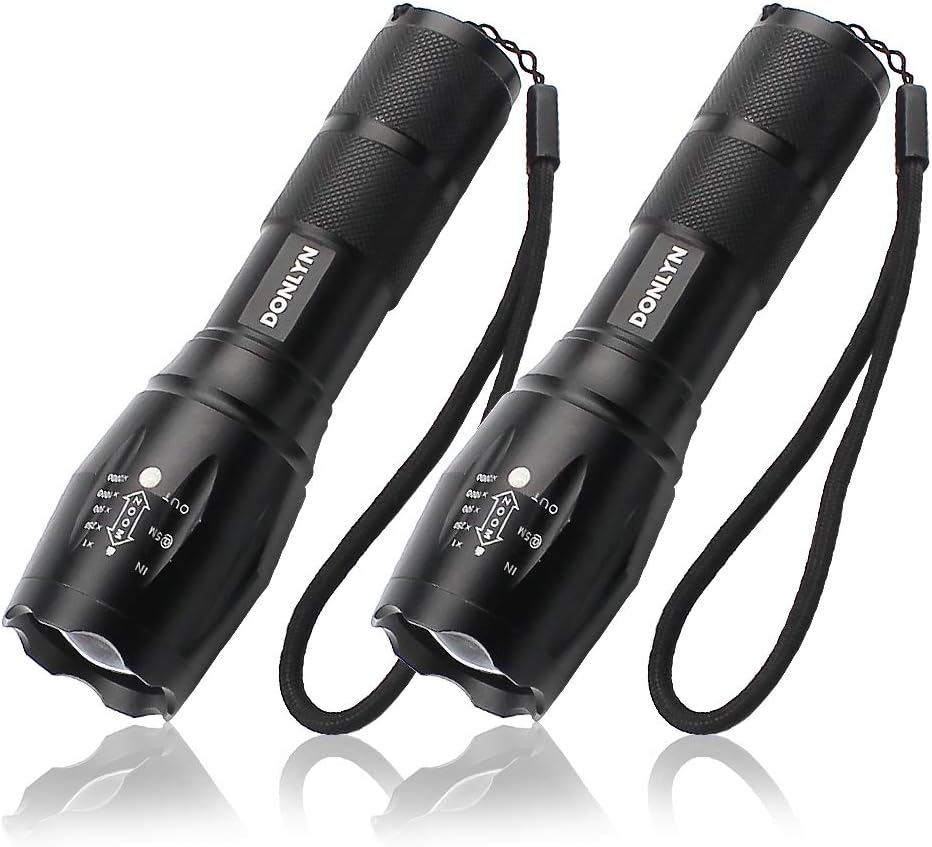 Tactical Flashlight 3000 Lumens 2 Pack, Outdoor Water Resistant LED Flashlights High Lumens for Camping Hiking Emergency, Adjustable Brightest Flashlight with 5 Modes - - 