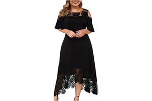 SHOPESSA Plus Size Dresses for Women Lace Strap Off The Shoulder Maxi High Low Cocktail Dress Elegant Wedding Guest Dresses