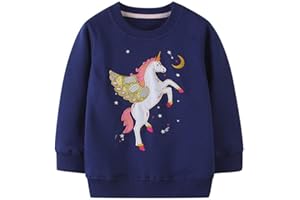 HILEELANG Girl Sweatshirts Pullover Crewneck Winter Long Sleeve Tops Shirts