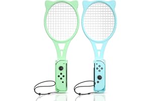 OLYGIVE Tennis Racket for Nintendo Switch Sports or Nintendo Switch OLED Joycons for Mario Tennis Aces Accessories(2-Pack,BlueGreen)
