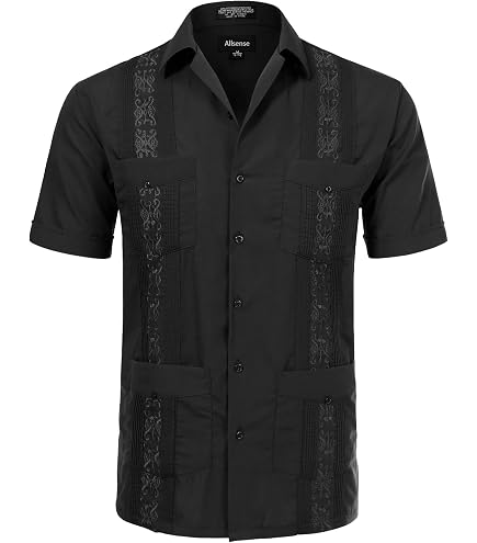 Amazon.com: Men's Guayabera Shirts Short Sleeve Casual Snap Shirts