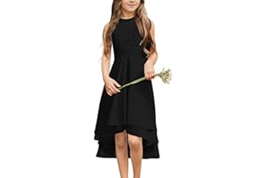 Galawaqe Chiffon Flowy Dresses Flower Girls Asymmetrical with Ruffles Sleveless Swing Party Gowns A-Line Dress…