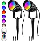 AOAXL RGBW Low Voltage Landscape Lights, 16 Color Changing Outdoor Landscape Lighting with Remote Control IP67 Waterproof 12V 24V Landscape Spotlights for Garden Pathway Yard Christmas (2 Pack)