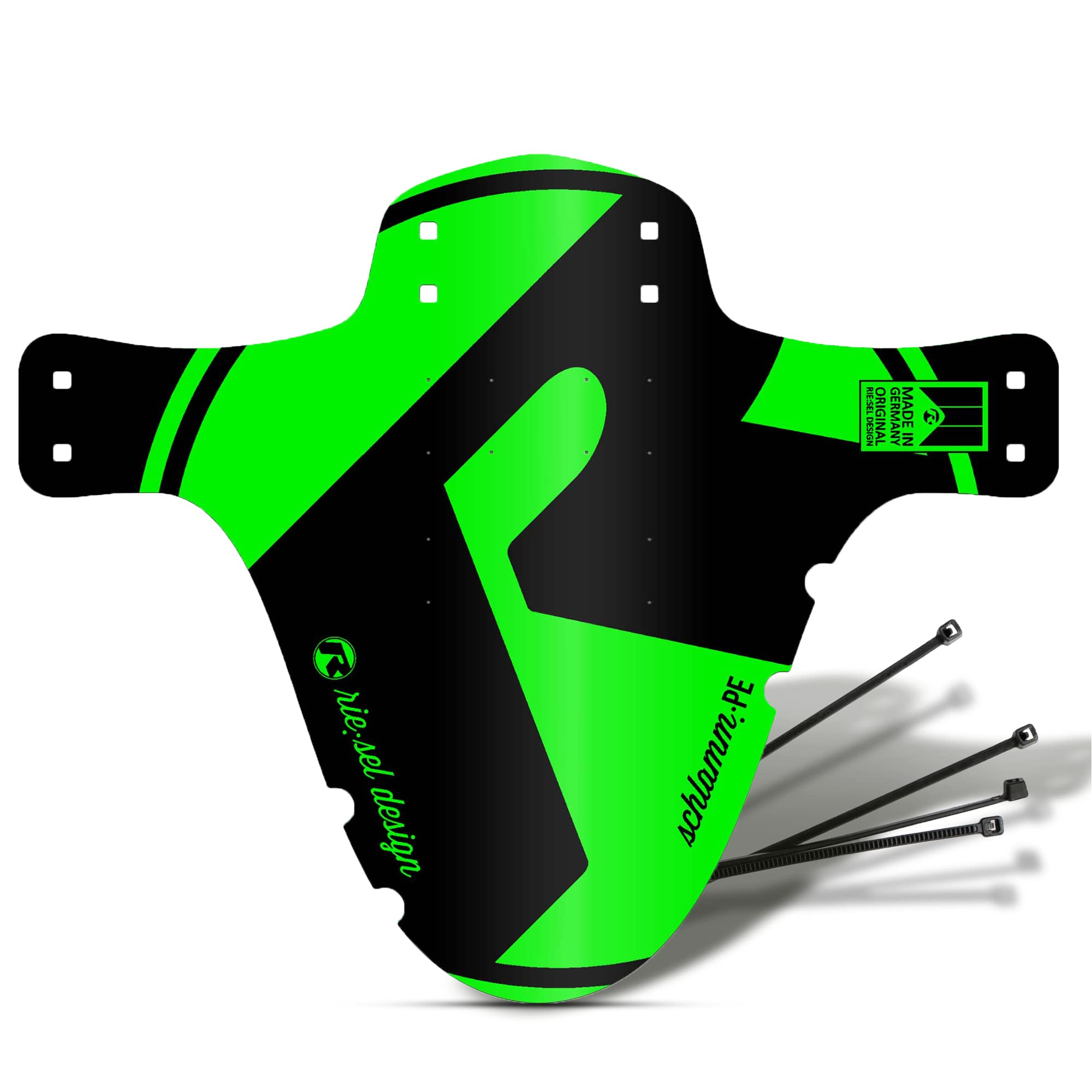 Riesel Design Schlamm:PE Mountainbike Enduro Style Front & Rear Bike Mudguards-Green