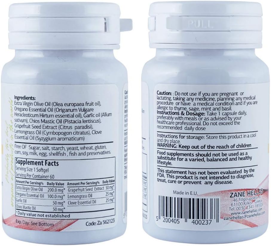 Zane Hellas Candidfree Softgels. Oregano Oil Power. Candida Support. Gut Health Support.Colon Health Support. Intestinal Flora Support.100% Herbal Solution.60 Softgels - Image 3