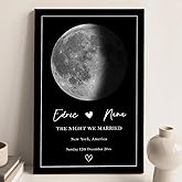 Personalized Moon Phase Canvas Poster Gift For Couples, When We First Met, Astrology Print, Moon Print Wedding, Engagement Or Anniversary, Special Date, Moon Phase Home Wall Art Decoration Style #6