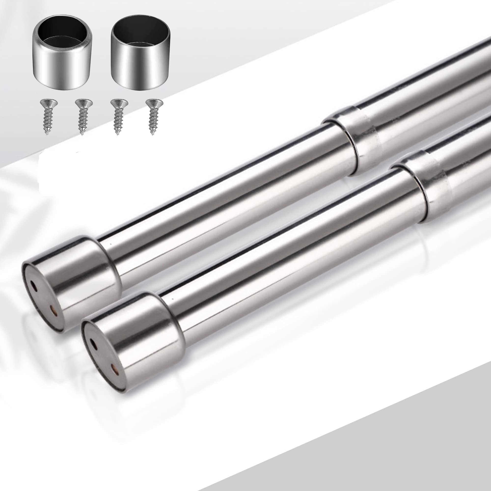 31-52 cm Wardrobe Rail, Extendable Stainless Steel Clothes Rail Pole with End Sockets & Screw, Adjustable Wardrobe Rail for Wardrobe, Shower, Balcony, Windows