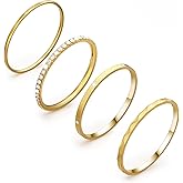 Vigamen 4-Pack 14K Gold Plated Stackable Rings for Women,Cubic Zirconia Simulated Diamond Oura Stack Rings for Oura Ring Gen 4/Oura Ring Gen 3,Dainty Trendy Statement Stacking Rings Set Size 5-10