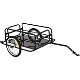 Aosom Bike Trailer Foldable Bicycle Trailer16 Inch Pneumatic Tire Black | Universal Coupler, Foldable Frame, Safe Reflectors Design, Large Load Capacity