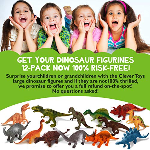image for Clever Toys Exciting Dinosaur Toys for Boys & Girls 12-Pack - 7 Inch L