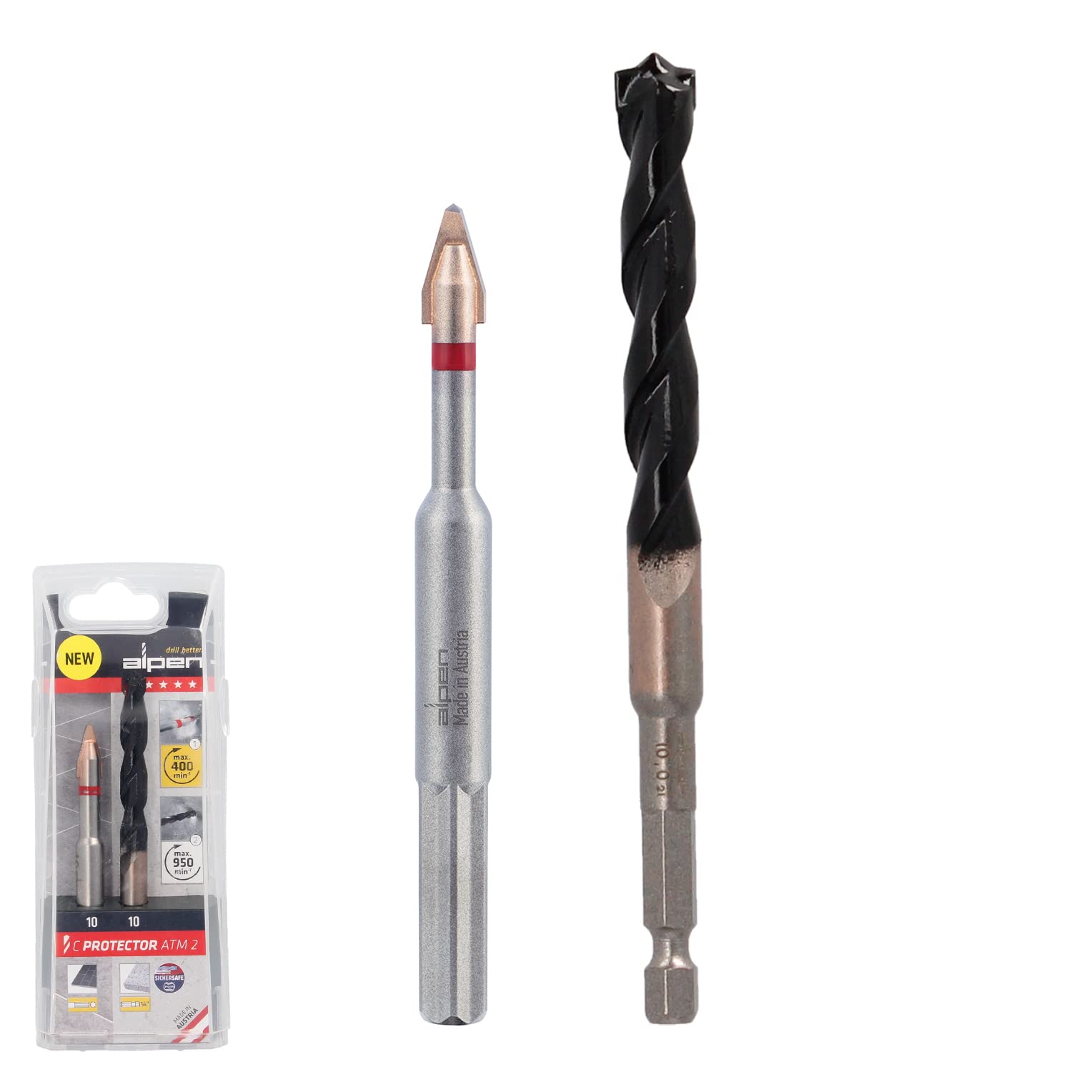 ALPEN 303102100 Drill Bit Set C Protector + Professional Concrete Diameter 10 mm 2-Piece Silver