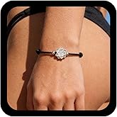 Jugielu Vintage Lotus Flower Bracelet Black Wax Rope Bracelets Silver Floral Hand Chain Flower Bangle Jewelry for Women