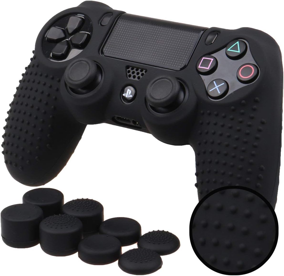 Sololife PS4 Controller Skin Grip Anti-Slip Silicone Cover Protector Case for Sony PS4/PS4 Slim/PS4 Pro Controller with 8 Thumb Grips