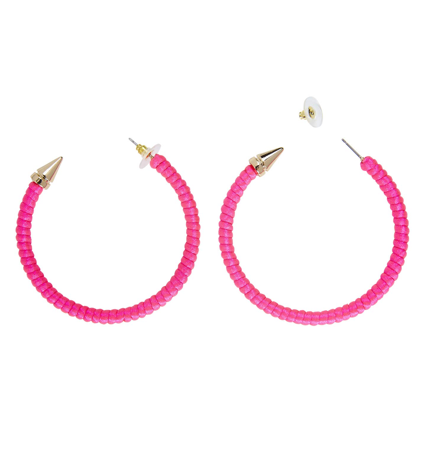 Widmann 03529 - Pair of Earrings for Adults Women, 80s, Disco, Neon, Carnival, Theme Parties, Fluorescent Pink Color