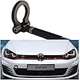 Dewhel JDM Aluminum Track Racing Front Rear Bumper Car Accessories Auto Trailer Ring Eye Towing Tow Hook Kit Black Screw On For Volkswagen MK7 VII Golf GTi 2015-Up