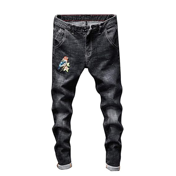 half black half blue jeans mens