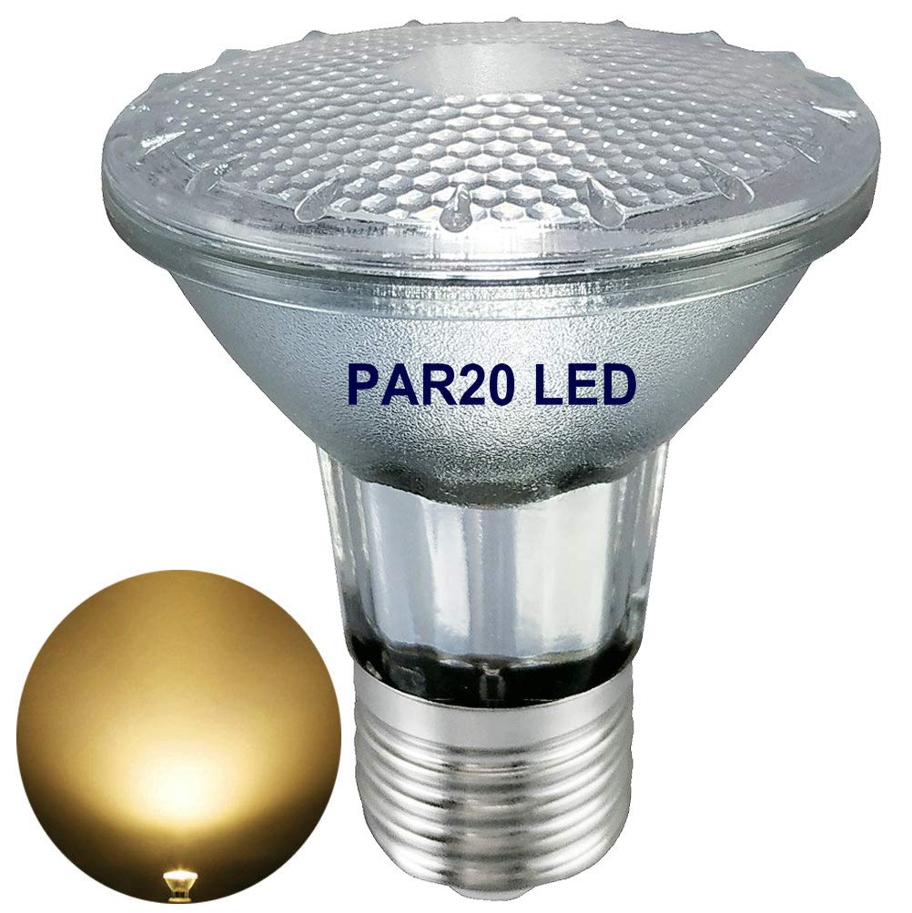 NON E27 PAR20 LED Bulbs Spot Light, 2700K Soft Warm White, Indoor/Outdoor, Full Glass, Energy Saving 8W (50W-70W Halogen Equivalent), 220V-240V, Track/Recessed Light, 1-PCS