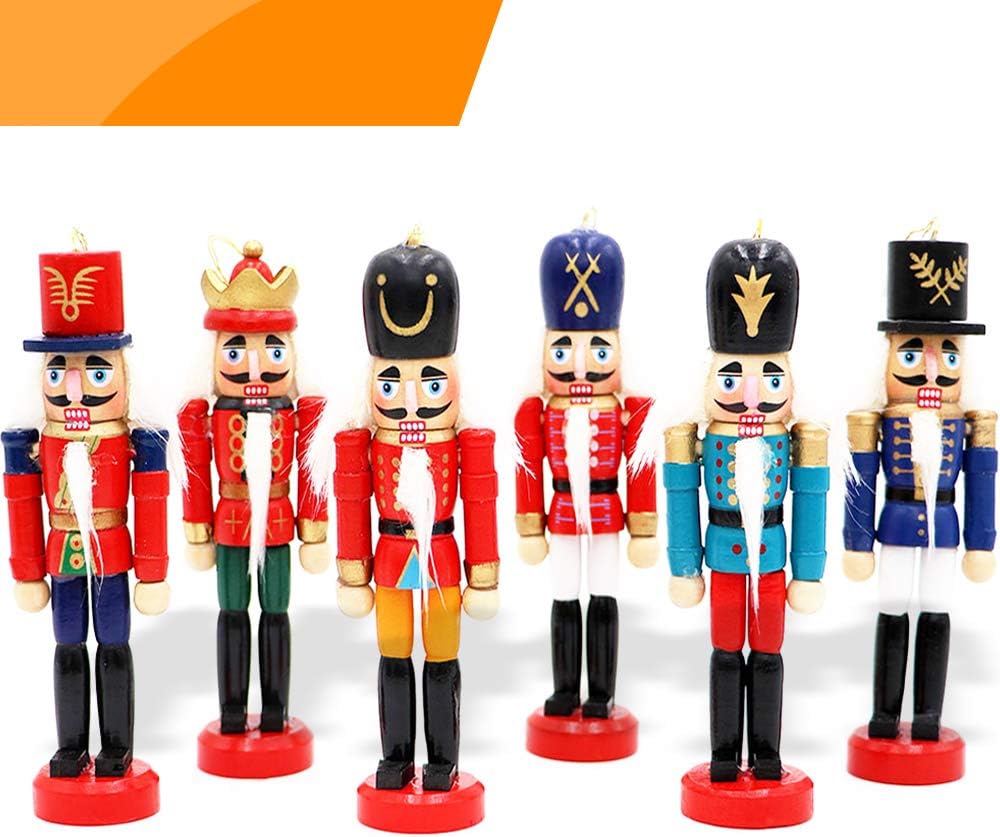 Nutcrackers - Jolik 6 PCS Nutcracker Ornament Set Wooden Nutcracker Christmas Ornaments