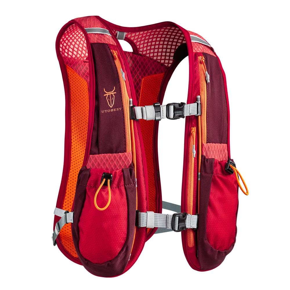 UTOBEST Running Backpacks Lightweight Hydration Pack Functional Running Vest 5L (Red๏ผ