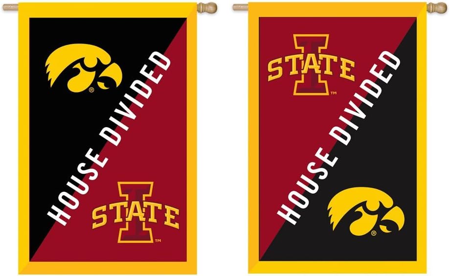 Team Sports America Iowa and Iowa State House Divided Applique Garden Flag, 28 x 44 inches