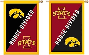 Team Sports America Iowa and Iowa State House Divided Applique Garden Flag, 28 x 44 inches