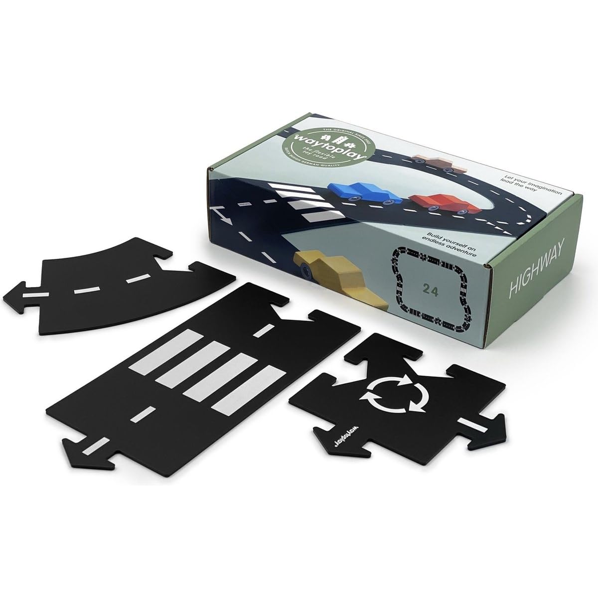 Waytoplay's Highway - Flexible Toy Road Set, 24 pieces. The original since 2003. Made in Europe.