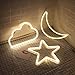 DELICORE Decorative LED Moon Shaped Neon Night Light with Warm White Lamp-Neon Night Light Operated by Battery/USB for Children's Room Party Christmas Wedding Decoration