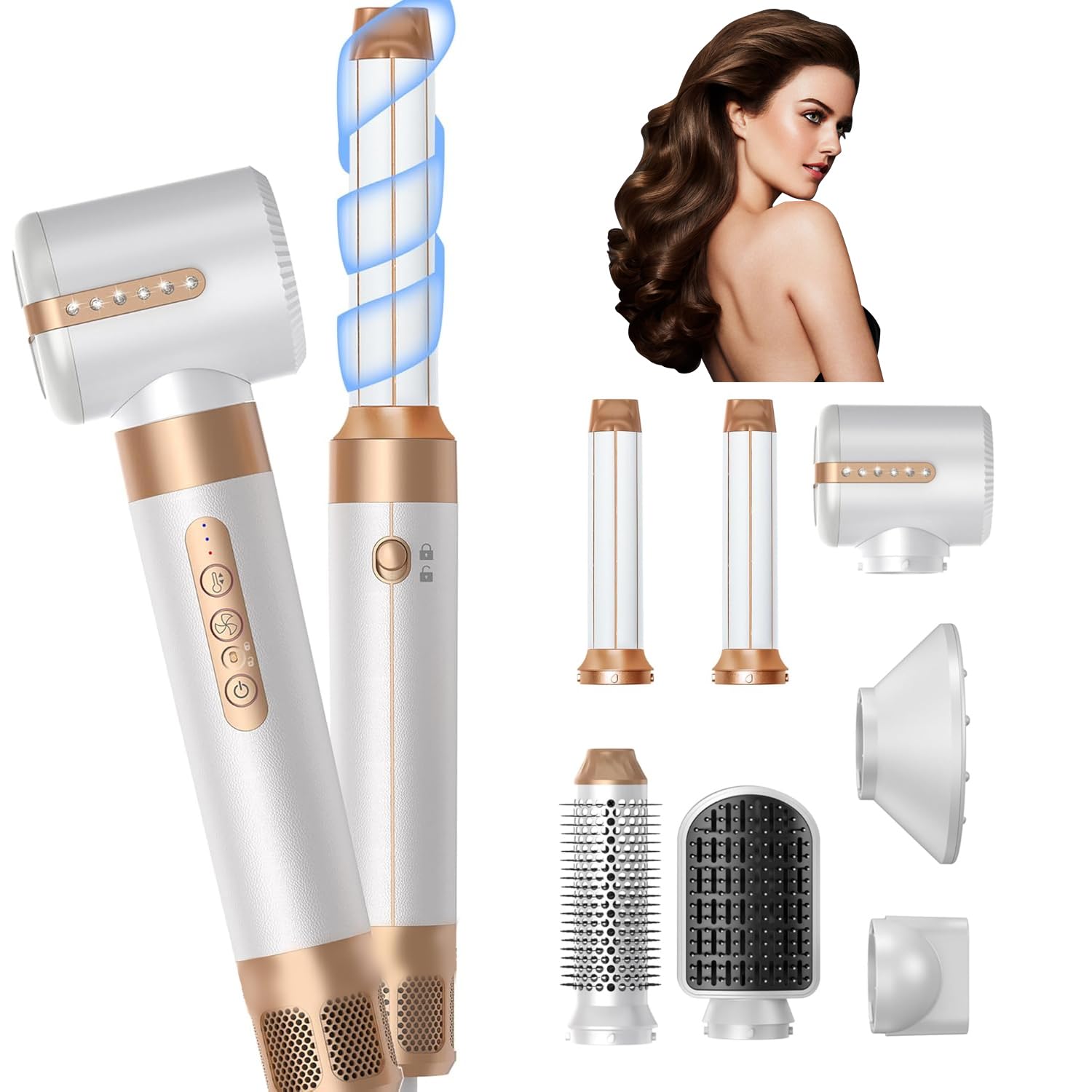 Photo 1 of Blow Dryer Brush 7-1,110000RPM High-Speed Negative Ionic Hair Dryer with Diffuser Concentrator,Curling Iron Hair Straightener Round Brush Blow Out Magic Styler,Volumizing Air Styler