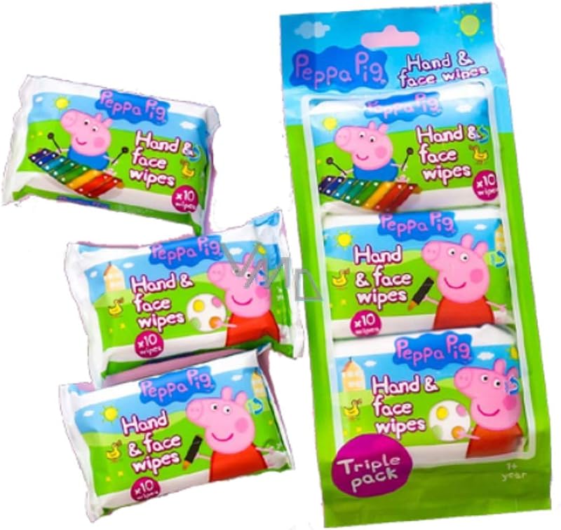 BWR Peppa Hand and Face Wipes 30 Wipes Pack Fragrance Free